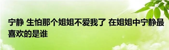 宁静 生怕那个姐姐不爱我了 在姐姐中宁静最喜欢的是谁