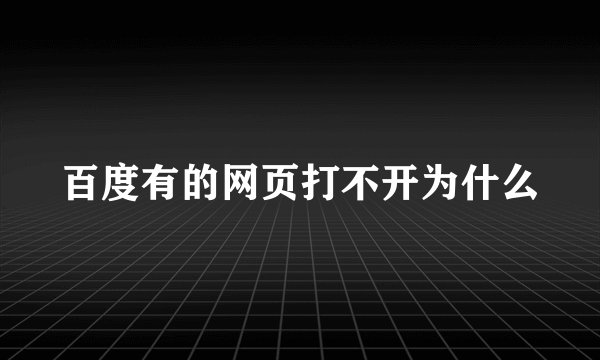 百度有的网页打不开为什么
