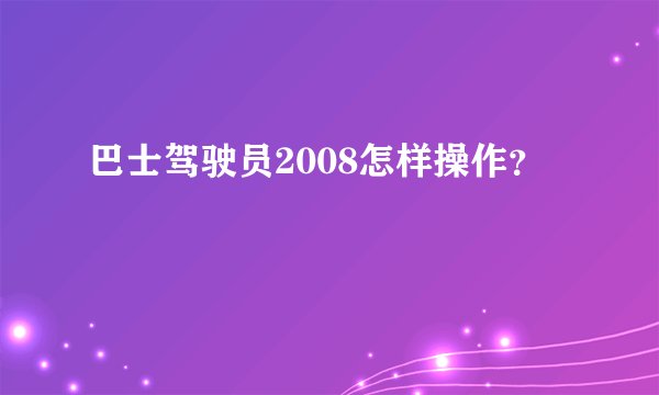 巴士驾驶员2008怎样操作？