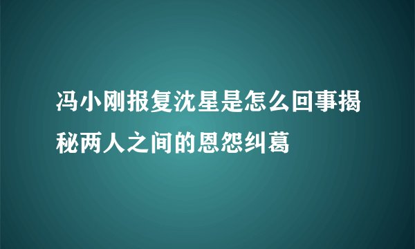 冯小刚报复沈星是怎么回事揭秘两人之间的恩怨纠葛