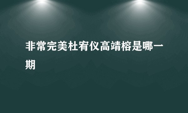 非常完美杜宥仪高靖榕是哪一期