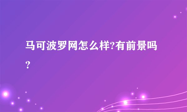 马可波罗网怎么样?有前景吗？