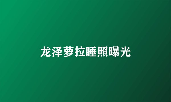 龙泽萝拉睡照曝光