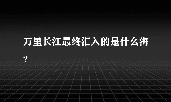 万里长江最终汇入的是什么海？
