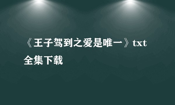 《王子驾到之爱是唯一》txt全集下载