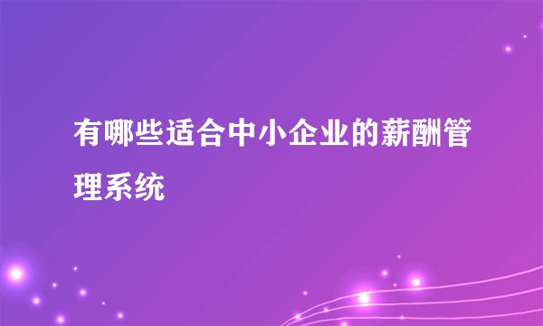 有哪些适合中小企业的薪酬管理系统