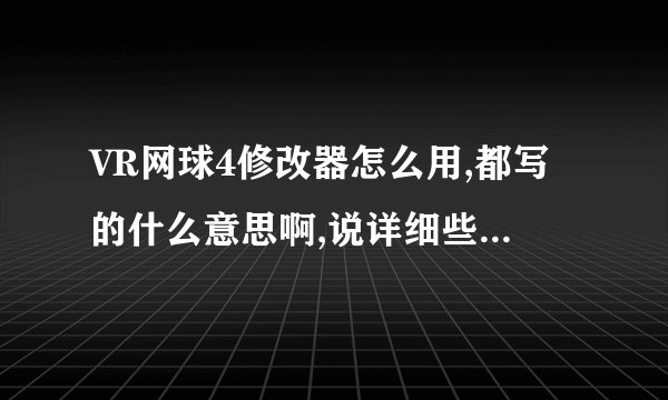 VR网球4修改器怎么用,都写的什么意思啊,说详细些,谢谢!