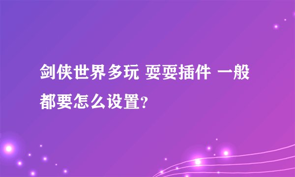 剑侠世界多玩 耍耍插件 一般都要怎么设置?