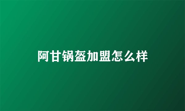 阿甘锅盔加盟怎么样