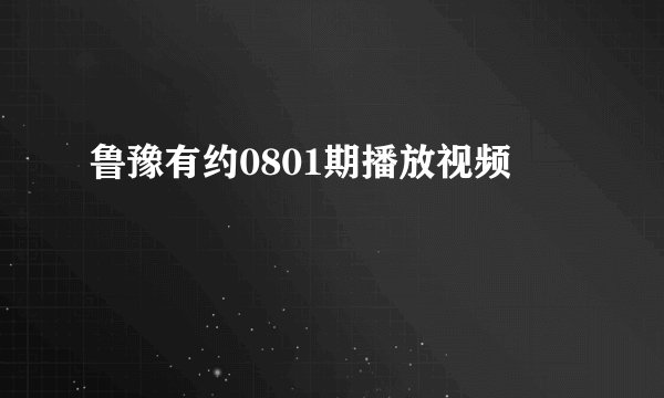 鲁豫有约0801期播放视频