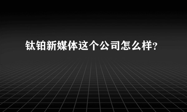 钛铂新媒体这个公司怎么样？