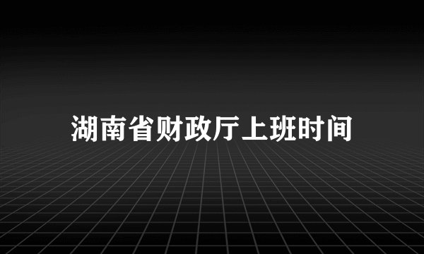 湖南省财政厅上班时间