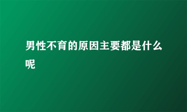 男性不育的原因主要都是什么呢