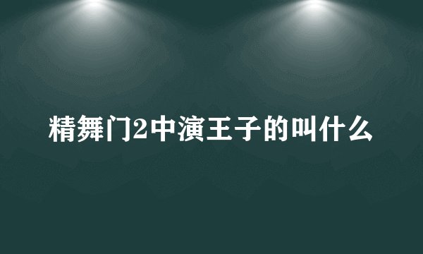 精舞门2中演王子的叫什么