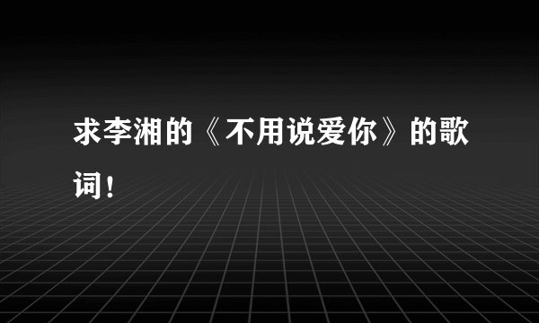 求李湘的《不用说爱你》的歌词！