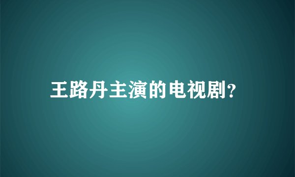 王路丹主演的电视剧？