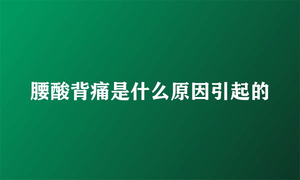 腰酸背痛是什么原因引起的