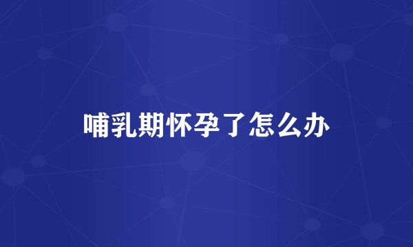 哺乳期怀孕了怎么办