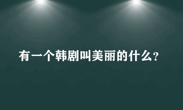 有一个韩剧叫美丽的什么?