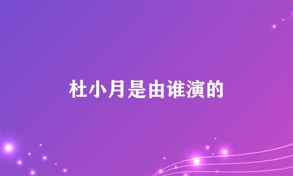 杜小月是由谁演的