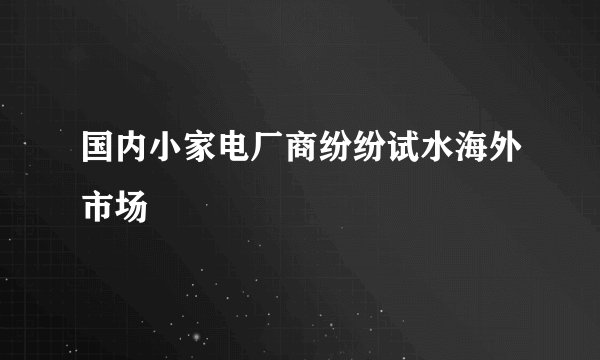 国内小家电厂商纷纷试水海外市场