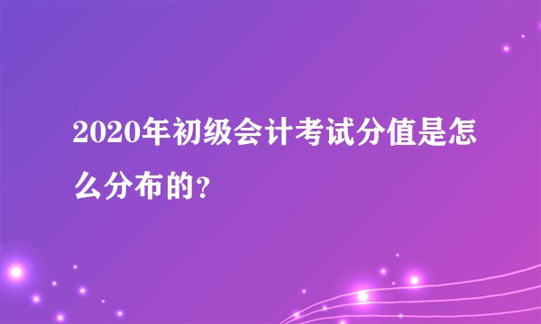 2020年初级会计考试分值是怎么分布的？