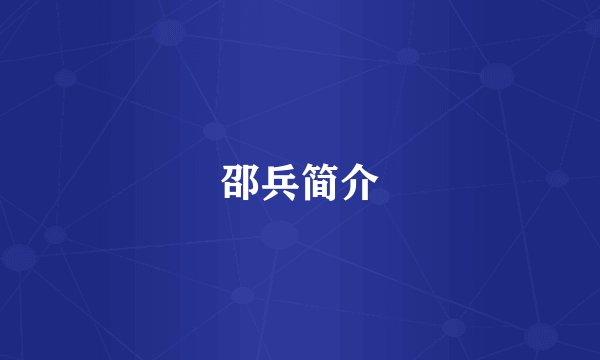 邵兵简介