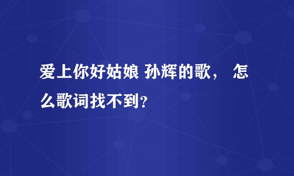 爱上你好姑娘 孙辉的歌， 怎么歌词找不到？