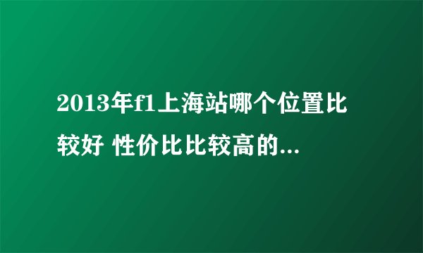2013年f1上海站哪个位置比较好 性价比比较高的 看台我是看不起 我是头个的车迷