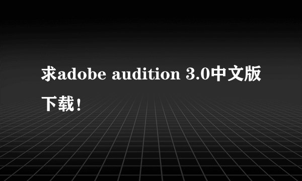 求adobe audition 3.0中文版下载！
