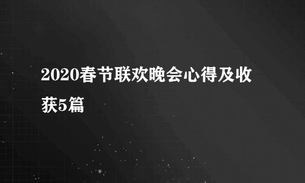 2020春节联欢晚会心得及收获5篇