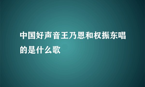 中国好声音王乃恩和权振东唱的是什么歌