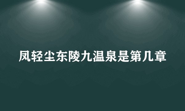 凤轻尘东陵九温泉是第几章