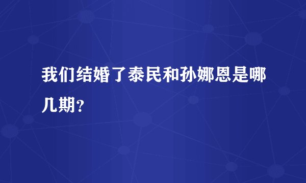 我们结婚了泰民和孙娜恩是哪几期？