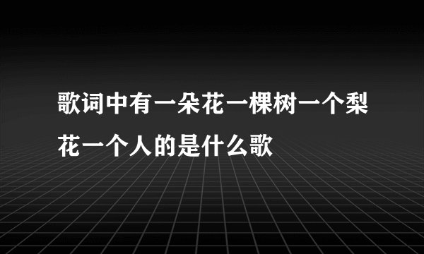 歌词中有一朵花一棵树一个梨花一个人的是什么歌