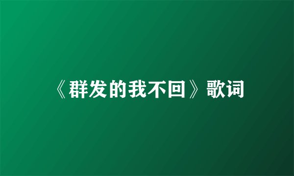 《群发的我不回》歌词