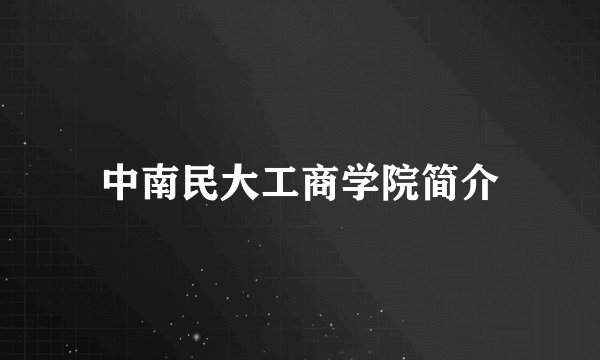中南民大工商学院简介