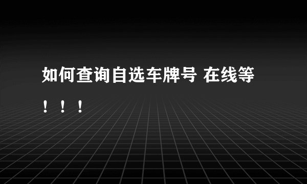 如何查询自选车牌号 在线等 ！！！