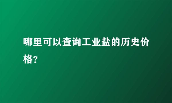 哪里可以查询工业盐的历史价格？
