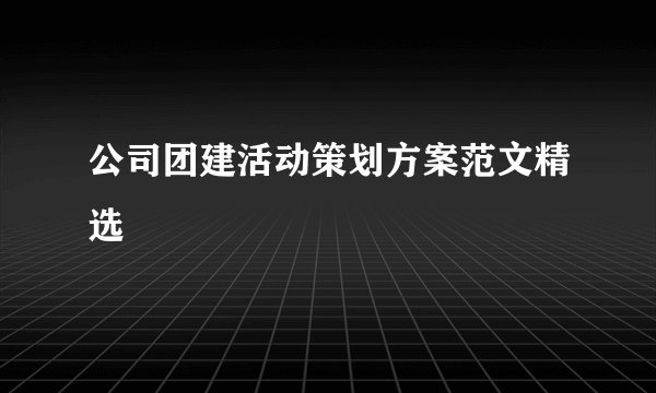 公司团建活动策划方案范文精选