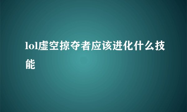 lol虚空掠夺者应该进化什么技能