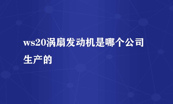 ws20涡扇发动机是哪个公司生产的