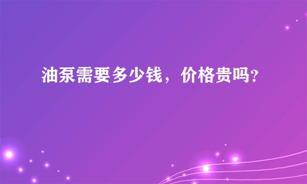 油泵需要多少钱,价格贵吗?