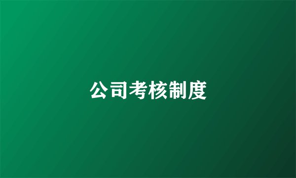 公司考核制度