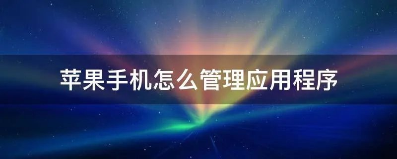 苹果手机怎么管理应用程序
