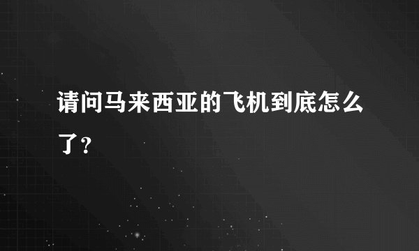 请问马来西亚的飞机到底怎么了？