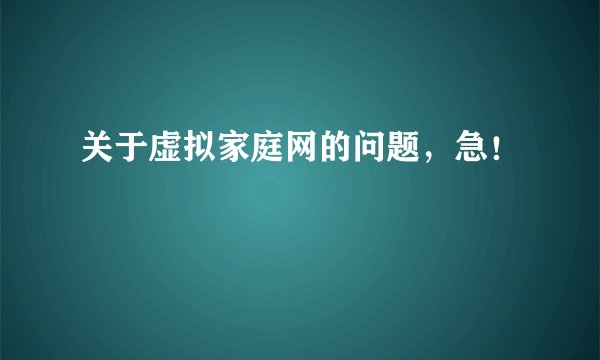 关于虚拟家庭网的问题，急！