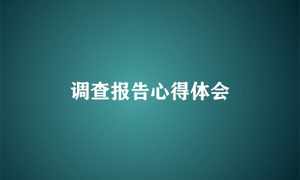 调查报告心得体会
