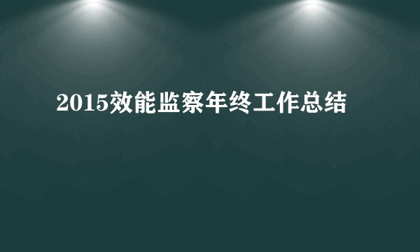 2015效能监察年终工作总结