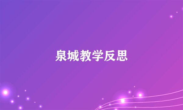 泉城教学反思